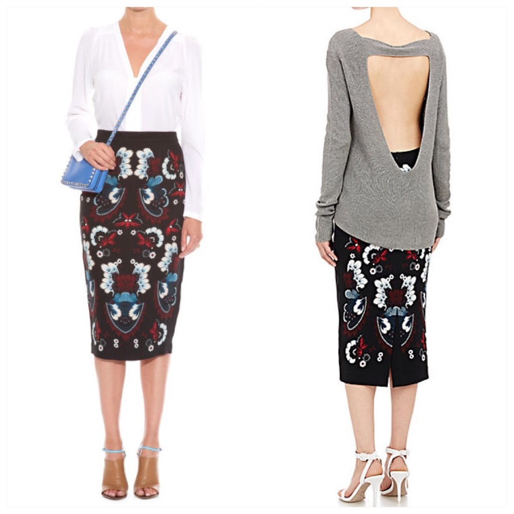 A.L.C. Silk midi skirt garland floral